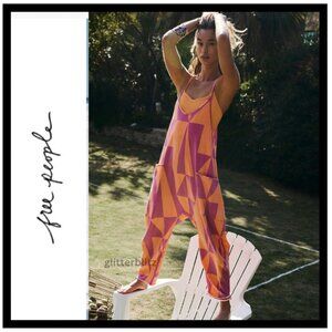 Free People Hot Shot Printed Onesie Incline Melon Combo
